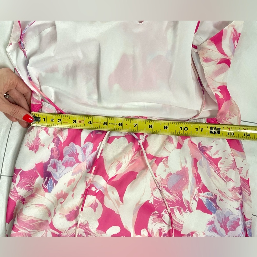 Lulus Radiant Confidence Hot Pink Floral Chiffon Lace-Up Midi Dress - Picture 8 of 11